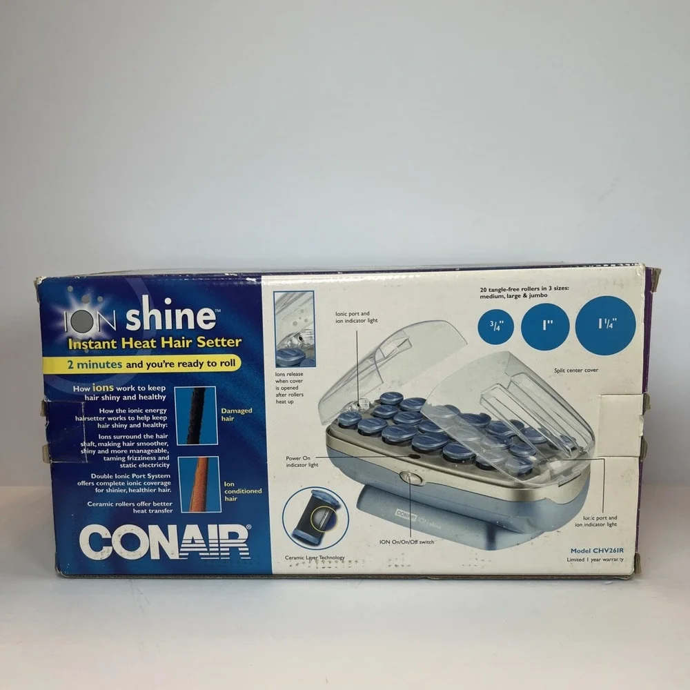 Vintage 2003 Conair Ion Shine CHV26IR Hot Rollers Hair Setter 20 Rollers Clips